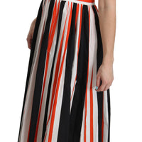 Multicolor Stripes A-Line Pleated Midi Dress