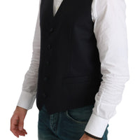 Blue Waistcoat Formal Stretch Wool Vest