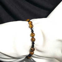 Swarovski Black Crystals with Tiger Eye Beads Men's Bracelet