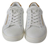 White Yellow Leather Low Top Womens Sneakers Shoes