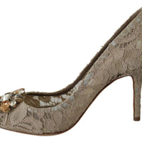 Bellucci PumpsShoes Beige Lace Crystals Pump