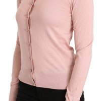 Pink Cashmere Long Sleeve Cardigan Sweater