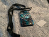 Cat in Teal Paisley iPhone Silicone Slim Case with Lanyard