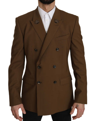 Brown Wool Royal Crown Jacket Blazer