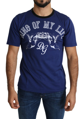 Blue D&G King Of My Life 100% Cotton T-shirt