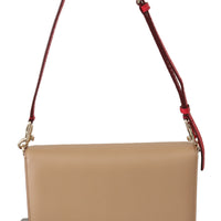 Purple Beige Red Leather Crossbody Purse Bag