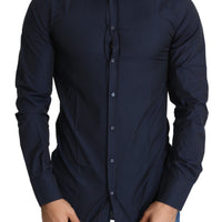 Navy Blue Dress Formal Slim Cotton Shirt