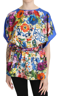 Multicolor Majolica Silk Casual Blouse Tops