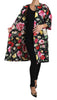 Black Floral Crystal Jacquard Jacket Coat