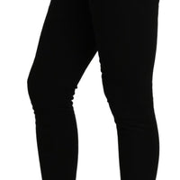 Black Skinny Mid Waist Trouser Cotton Jeans