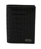 Black Bifold Mens Passport Holder Crocodile Wallet