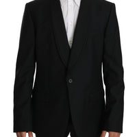 Black Wool Two Piece Vest Jacket Blazer