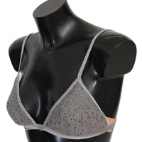 Gray Nylon Sequined Triangolo Bra Underwear