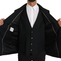 Black Wool Two Piece Vest Jacket Blazer