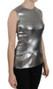 Silver Tulle Sleeveless Silk Top  Blouse