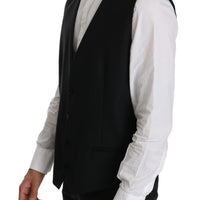 Black Wool Two Piece Vest Jacket Blazer