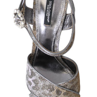 Silver Leopard Lurex Keira Sandals Shoes