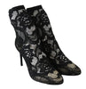 Black Stretch Lace Booties Socks Pumps Shoes