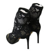 Black Stretch Lace Booties Socks Pumps Shoes