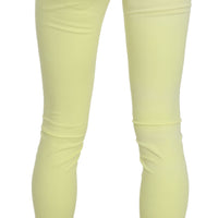 Yellow Cotton Stretch Low Waist Skinny Casual Trouser Pants