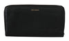 Black Mens Zipper Continental Purse 100% Leather Wallet