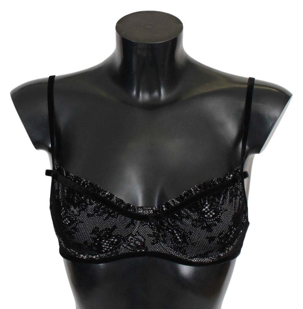 Black Mesh Balconcino Bra Nylon  Underwear