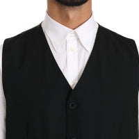 Black Waistcoat Formal Gilet Wool Vest