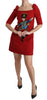 Red Sequined Toy Shift A-line Wool  Dress