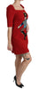 Red Sequined Toy Shift A-line Wool  Dress