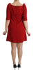 Red Sequined Toy Shift A-line Wool  Dress