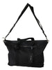 Black Travel Tote Shoulder Borse Leather Nylon Bag