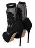 Black Roses Stilettos Booties Socks Shoes