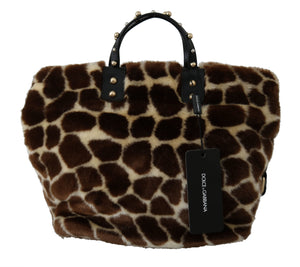 Brown Giraffe Print Shopping BEATRICE Purse Tote Bag