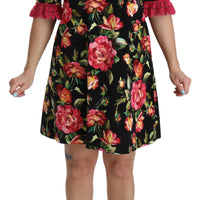 Floral Roses Cotton Stretch Shift Dress