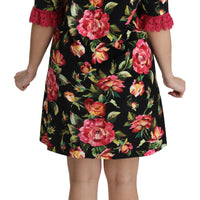 Floral Roses Cotton Stretch Shift Dress