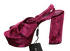 Purple Velvet Platform Strap Sandals Shoes