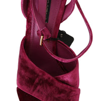 Purple Velvet Platform Strap Sandals Shoes