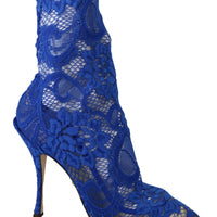 Blue Lace Taormina High Heel Ankle Boots Shoes