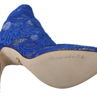 Blue Lace Taormina High Heel Ankle Boots Shoes