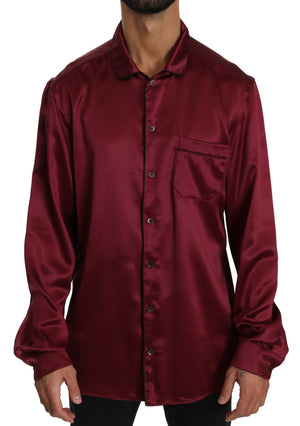 Maroon 100% Silk Top Sleepwear Shirt