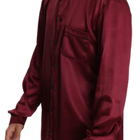 Maroon 100% Silk Top Sleepwear Shirt