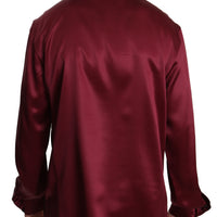 Maroon 100% Silk Top Sleepwear Shirt