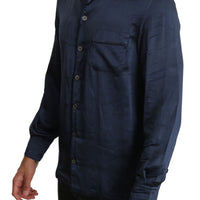 Blue Silk Casual Lounge Shirt