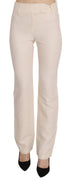 White High Waist Silk Blend Flared Dress Trousers Pants