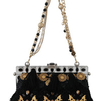 VANDA Black Tassel Gold Baroque Crystal Purse