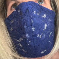 Royal Blue Lace Face Mask by Rebel, Made in USA