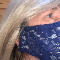 Royal Blue Lace Face Mask by Rebel, Made in USA