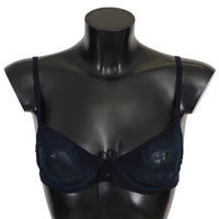 Blue Lace Balconcino Bra Silk Underwear