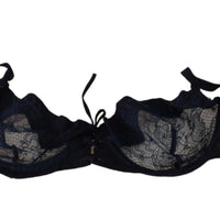 Blue Lace Balconcino Bra Silk Underwear