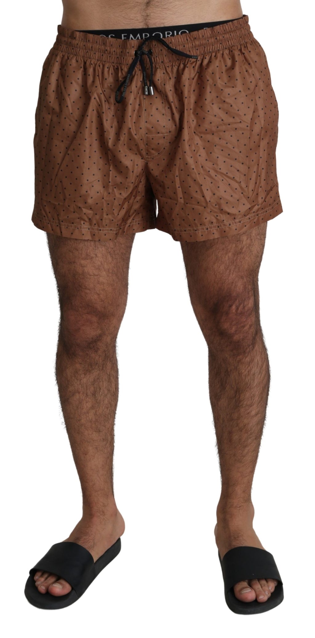 Brown Polka Beachwear Shorts Mens Swimshorts